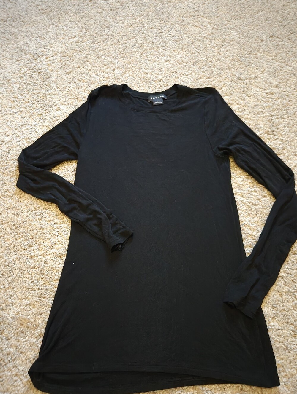 Trouve Black Long Sleeve Crewneck Tunic Top - Unbranded